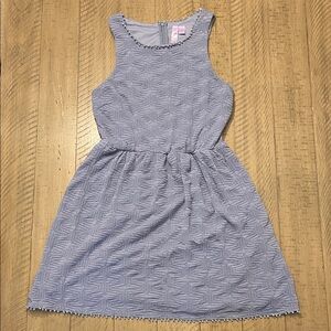 Alya Blue Textured Kids Casual Dress